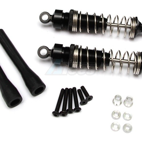 GPM Racing Miscellaneous All Aluminum Ball Top Damper (85mm) With 1.2mm Coil Spring & Aluminum Collars & Washers & Screws & Dust-proof Black Plastic Cover - 1pr Set Black