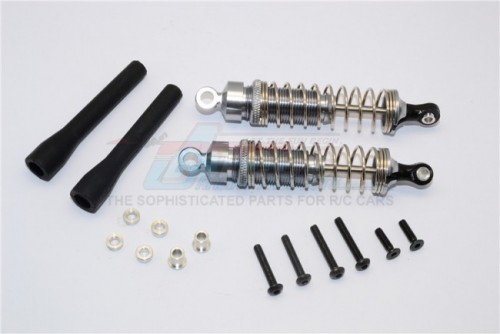 GPM Racing Miscellaneous All Aluminum Ball Top Damper (85mm) With 1.2mm Coil Spring & Aluminum Collars & Washers & Screws & Dust-proof Black Plastic Cover - 1pr Set Gun Metal