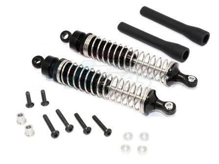 GPM Racing Miscellaneous All Aluminum Ball Top Damper (100mm) With 1.2mm Coil Spring & Aluminum Collars & Washers & Screws & Dust-proof Black Plastic Cover - 1pr Set Black