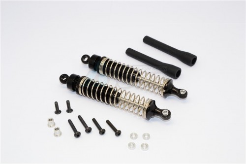 GPM Racing Miscellaneous All Aluminum Ball Top Damper (100mm) With 1.2mm Coil Spring & Aluminum Collars & Washers & Screws & Dust-proof Black Plastic Cover - 1pr Set Black