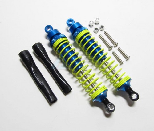 GPM Racing Miscellaneous All Aluminum Oil-Filled Pro Threaded Shocks 100MM 1 Pair Blue (Yellow Springs)