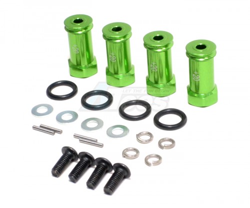 GPM Racing Traxxas 1/16 Mini E-Revo Aluminum Hex Adaptor (+20MM) - 4 Pcs Set Green
