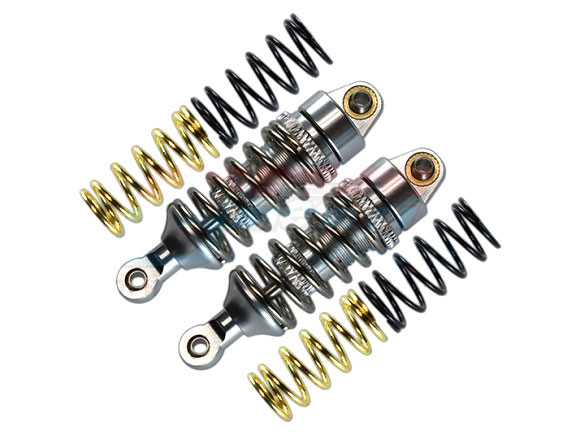 GPM Racing Traxxas 1/16 Mini E-Revo Aluminum Front/rear Adjustable Spring Damper (1.2mm 1.3mm & 1.4mm Coil Springs) With Aluminum Ball Ends - 1pr Set Silver