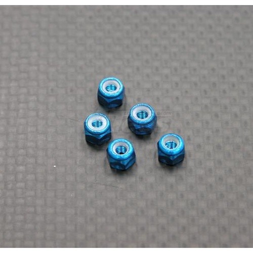GPM Racing Miscellaneous All Aluminum Lock Nuts (3mm) - 5pcs Blue