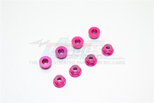 GPM Racing Miscellaneous All ALUMINIUM 3MM FLANGED LOCK NUTS-8PCS Pink