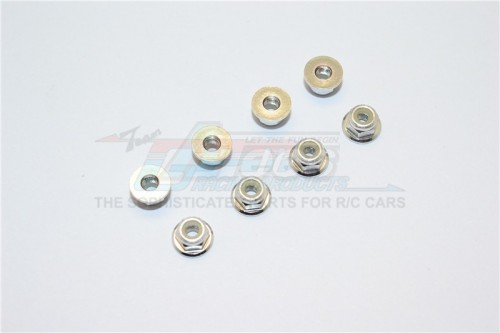 GPM Racing Miscellaneous All ALUMINIUM 3MM FLANGED LOCK NUTS-8PCS Silver