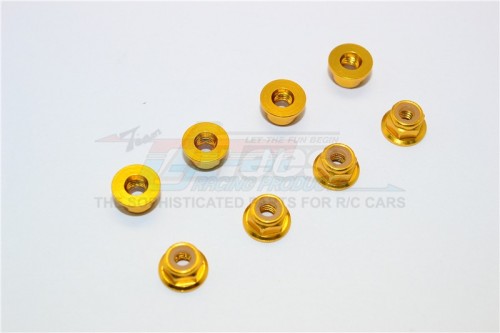 GPM Racing Miscellaneous All Aluminum 4mm Flanged Lock Nuts Gold