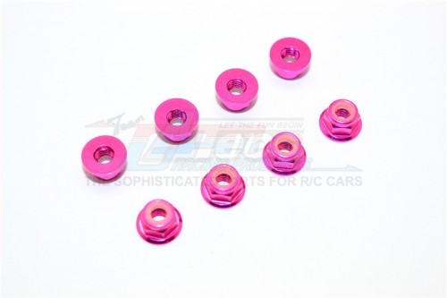 GPM Racing Miscellaneous All Aluminum 4mm Flanged Lock Nuts Pink