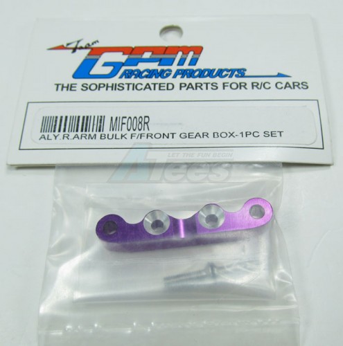 GPM Racing Kyosho Mini Inferno 09 Aluminum Rear Arm Bulk For Front Gear Box With Screws - 1 Piece Set Purple