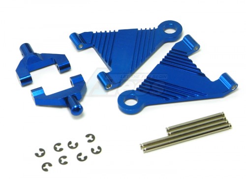 GPM Racing Turnigy 1/16 Racing Buggy Aluminum Battery Holder With Pins & E-clips & Aluminum Mounts - 1 Pair Set Blue