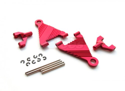 GPM Racing Kyosho Mini Inferno ST Aluminum Battery Holder With Pins & E-clips & Aluminum Mounts - 1 Pair Set Red