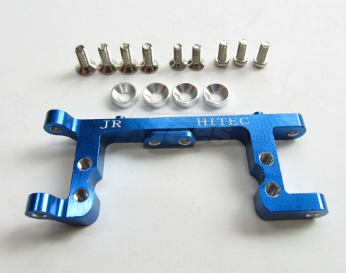 GPM Racing Turnigy 1/16 Racing Buggy Aluminum Servo Mount With Screws & Shims (for Hitec, Jr Servo) - 1 Piece Set Blue