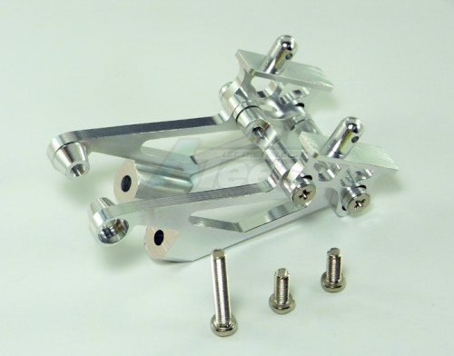 GPM Racing Kyosho Mini Inferno Aluminum Rear Wing Mount With Screws - 5Pcs Set Silver
