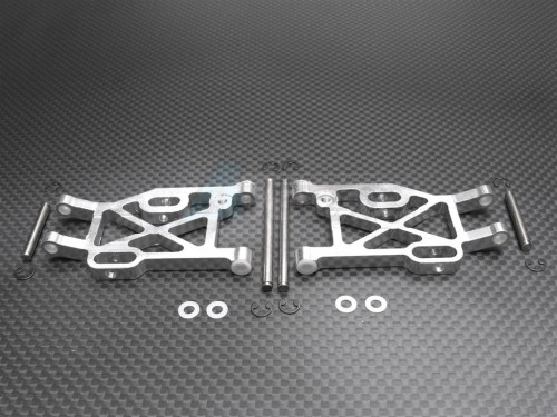 GPM Racing Kyosho Mini Inferno Aluminum Rear Lower Arm With E-Clips & Pins & Delrin Collars 1 Pair Set Silver