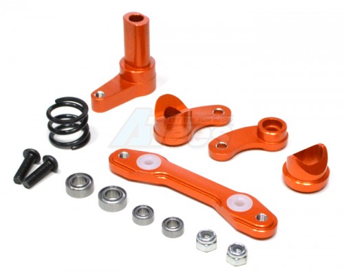 GPM Racing HPI Savage XS Flux Aluminum Steering Assembly With Bearing - 1 Set Orange