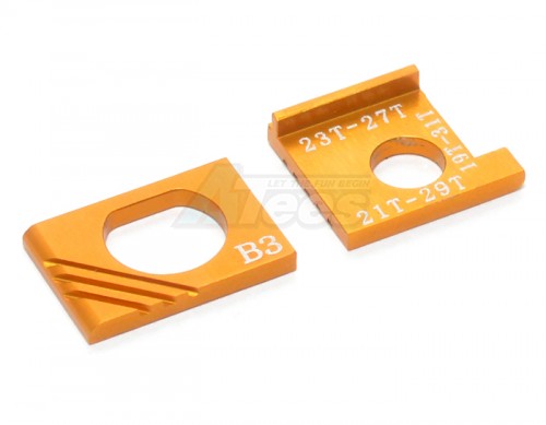 GPM Racing Kyosho Mini-Z AWD Aluminum Motor Spacer (motor Gear 19t With Main Gear 31t ) (motor Gear 21t With Main Gear 29t) (motor Gear 23t With Main Gear 27t) - 1 Pair Gold