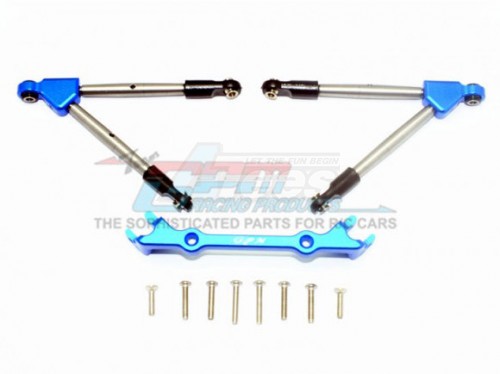 GPM Racing Traxxas Rustler VXL Aluminium Front Tie Rods With Stabilizer (For 67076-4) Blue