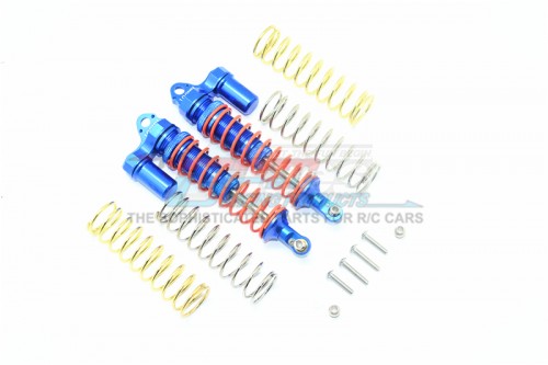 GPM Racing Traxxas Rustler VXL Aluminium Rear Adjustable L-Shape Piggy Back Shocks 102MM - 14Pcs Set (For 67076-4) Blue