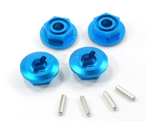 GPM Racing HPI Savage 21 Aluminum Drive Adaptor 5MM With 2mm Flanged + Pins - 4 Pcs Set Blue