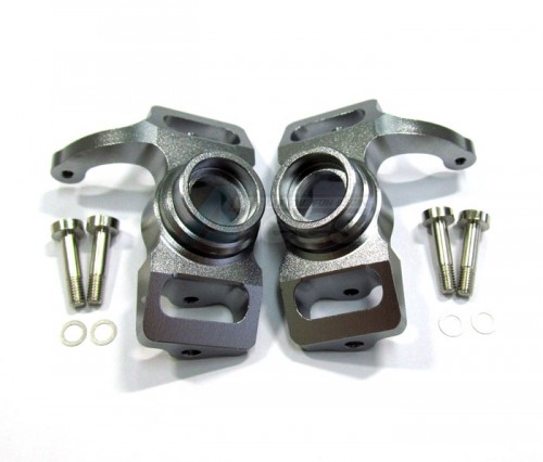 GPM Racing HPI Savage Flux Aluminum Front Or Rear Steering Block With Screws & Washers - 1 Pair Set (Sav, Sax) Gun Metal