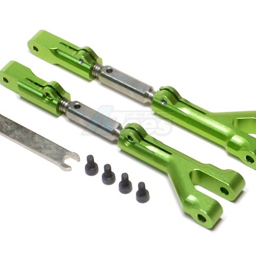 GPM Racing HPI Savage 21 Aluminum Front/rear Adjustable Upper Arm (steel Tie Rod) With Screws & Hex Wrench - 1pr Set Green