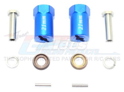 GPM Racing Axial SCX10 II Aluminium Hex Adapters 21MM Thick-10Pc Set For AX90046 Blue