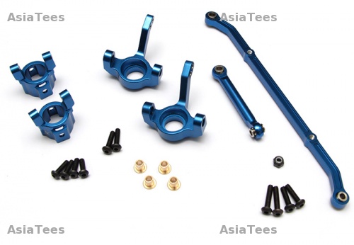 GPM Racing Axial SCX10 Aluminum Front C-Hub & Knuckle Arm (Toe-In 5 Degree) - 4Pcs Set Blue