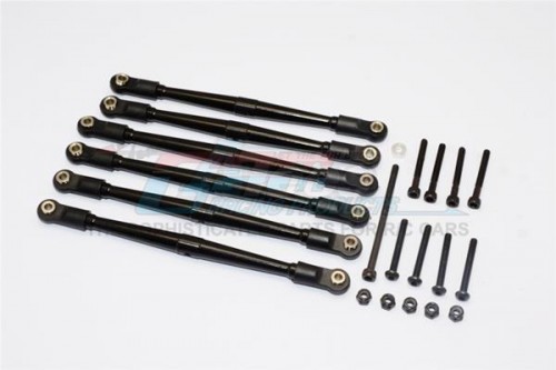 GPM Racing Axial SCX10 Aluminium Adjustable Link Parts For 295MM Wheelbase - 6Pcs Set Black
