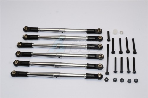 GPM Racing Axial SCX10 Aluminium Adjustable Link Parts For 308MM Wheelbase - 6Pcs Set Gun Metal