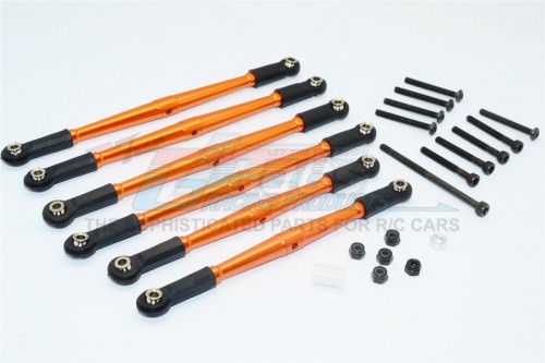 GPM Racing Axial SCX10 Aluminium Adjustable Link Parts For 315MM Wheelbase - 6Pcs Set Orange