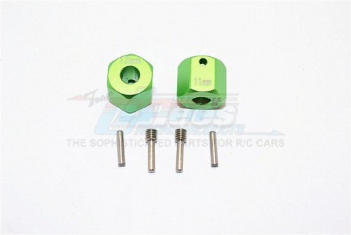 GPM Racing Axial SCX10 II Aluminium Wheel Hex Adapters 12MM X 11MM 2Pcs Set Green