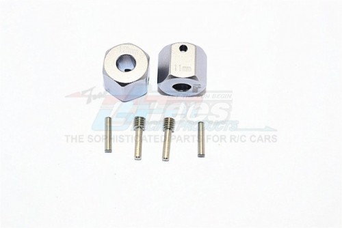 GPM Racing Axial SCX10 II Aluminium Wheel Hex Adapters 12MM X 11MM 2Pcs Set Gun Metal