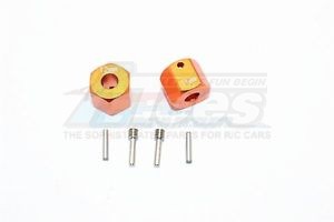 GPM Racing Axial SCX10 II Aluminium Wheel Hex Adapters 12MM X 11MM 2Pcs Set Orange