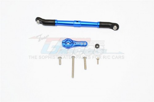 GPM Racing Axial SCX10 II Aluminium Adjustable Servo Rod & 25T Servo Horn - 2Pcs Set Blue