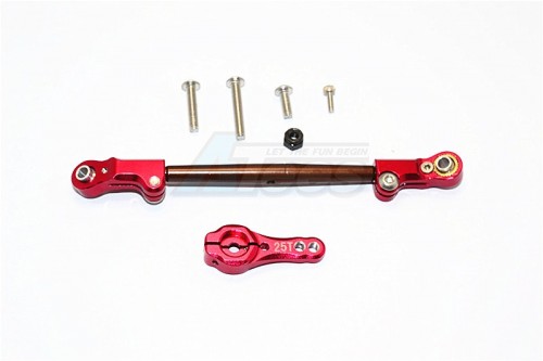 GPM Racing Axial SCX10 II Spring Steel Adjustable Servo Rod With Aluminium Ends & 25T Servo Horn - 2Pcs Set Red