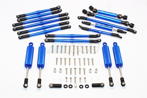GPM Racing Axial SCX10 II Aluminium Chassis Lift Up Combo (Switch From 77MM To 100MM) - 1Set Blue
