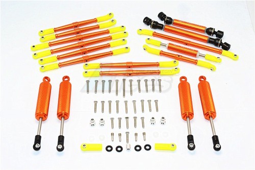 GPM Racing Axial SCX10 II Aluminium Chassis Lift Up Combo (Switch From 77MM To 100MM) - 1Set Orange