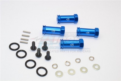 GPM Racing Traxxas Slash 4X4 Aluminum Hex Adaptor (+25mm) 4 Pieces Set Blue