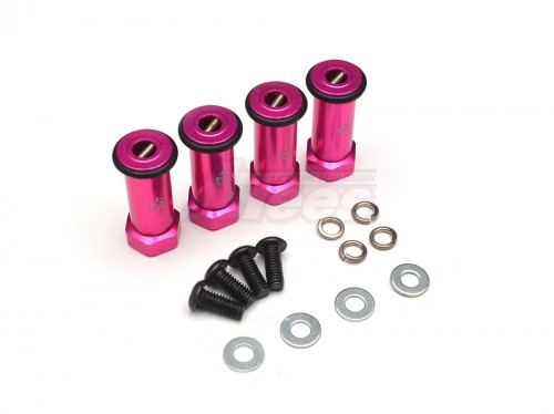 GPM Racing Traxxas Slash Aluminum Hex Adaptor (+25mm) 4 Pieces Set Pink