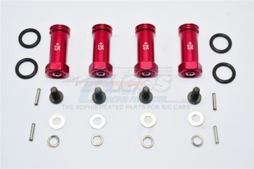 GPM Racing Traxxas Slash Aluminum Hex Adaptor (+25mm) 4 Pieces Set Red
