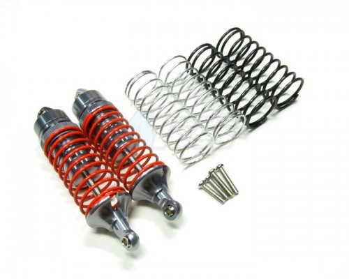 GPM Racing Traxxas Slash Aluminum Front Adjustable Spring Damper With Aluminum Ball Top & Ball Ends 1 Pair Set ( 1.3mm, 1.5mm, 1.7mm Coil Spring & 4mm Thick Shaft ) Gun Metal