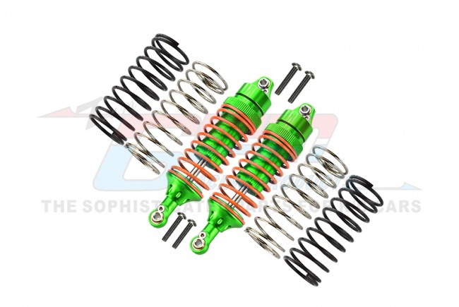 GPM Racing Traxxas Slash 4X4 Aluminum Front Adjustable Spring Damper With Aluminum Ball Top & Ball Ends - 1pr Set (1.3mm, 1.5mm, 1.7mm Coil Spring & 4mm Thick Shaft) Green