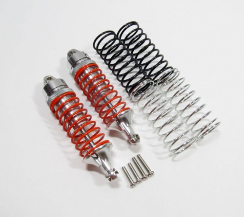 GPM Racing Traxxas Slash Aluminum Rear Adjustable Spring Damper With Aluminum Ball Top & Ball Ends - 1pr Set (1.3mm, 1.5mm, 1.7mm Coil Spring & 4mm Thick Shaft) Silver