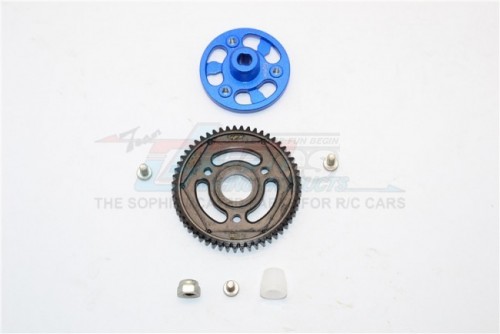 GPM Racing Axial SCX10 II Aluminium Spur Gear Adapter+Steel Gear 55T - 1Set (For SCX10 II 90046 Only) Blue