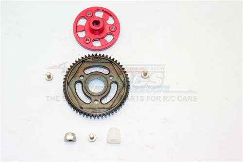 GPM Racing Axial SCX10 II Aluminium Spur Gear Adapter+Steel Gear 55T - 1Set (For SCX10 II 90046 Only) Red