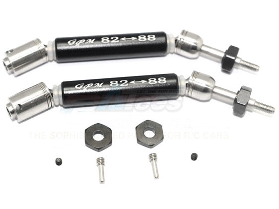 GPM Racing Traxxas Slash 4X4 Stainless Steel 304 + Aluminium Rear CVD Drive Shaft With Steel Wheel Hex - 10Pcs Set Black