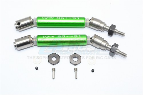GPM Racing Traxxas Slash 4X4 Stainless Steel 304+Aluminium Front CVD Drive Shaft With Steel Wheel Hex - 10Pcs Set Green