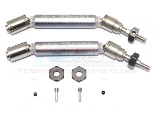 GPM Racing Traxxas Slash 4X4 Stainless Steel 304+Aluminium Front CVD Drive Shaft With Steel Wheel Hex - 10Pcs Set Gun Metal