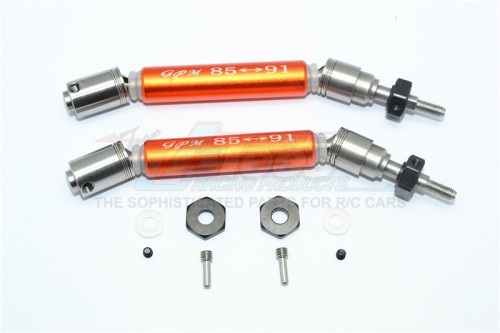 GPM Racing Traxxas Slash 4X4 Stainless Steel 304+Aluminium Front CVD Drive Shaft With Steel Wheel Hex - 10Pcs Set Orange