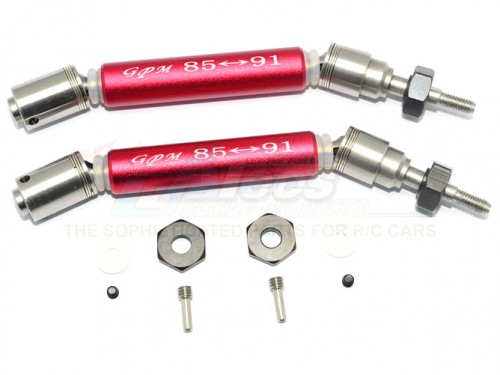 GPM Racing Traxxas Slash 4X4 Stainless Steel 304+Aluminium Front CVD Drive Shaft With Steel Wheel Hex - 10Pcs Set Red